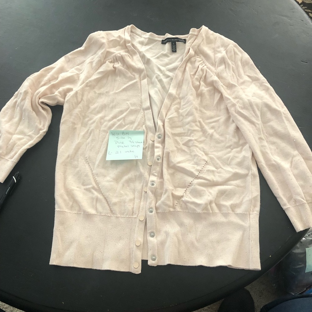 WHBM pink sequin cardigan L